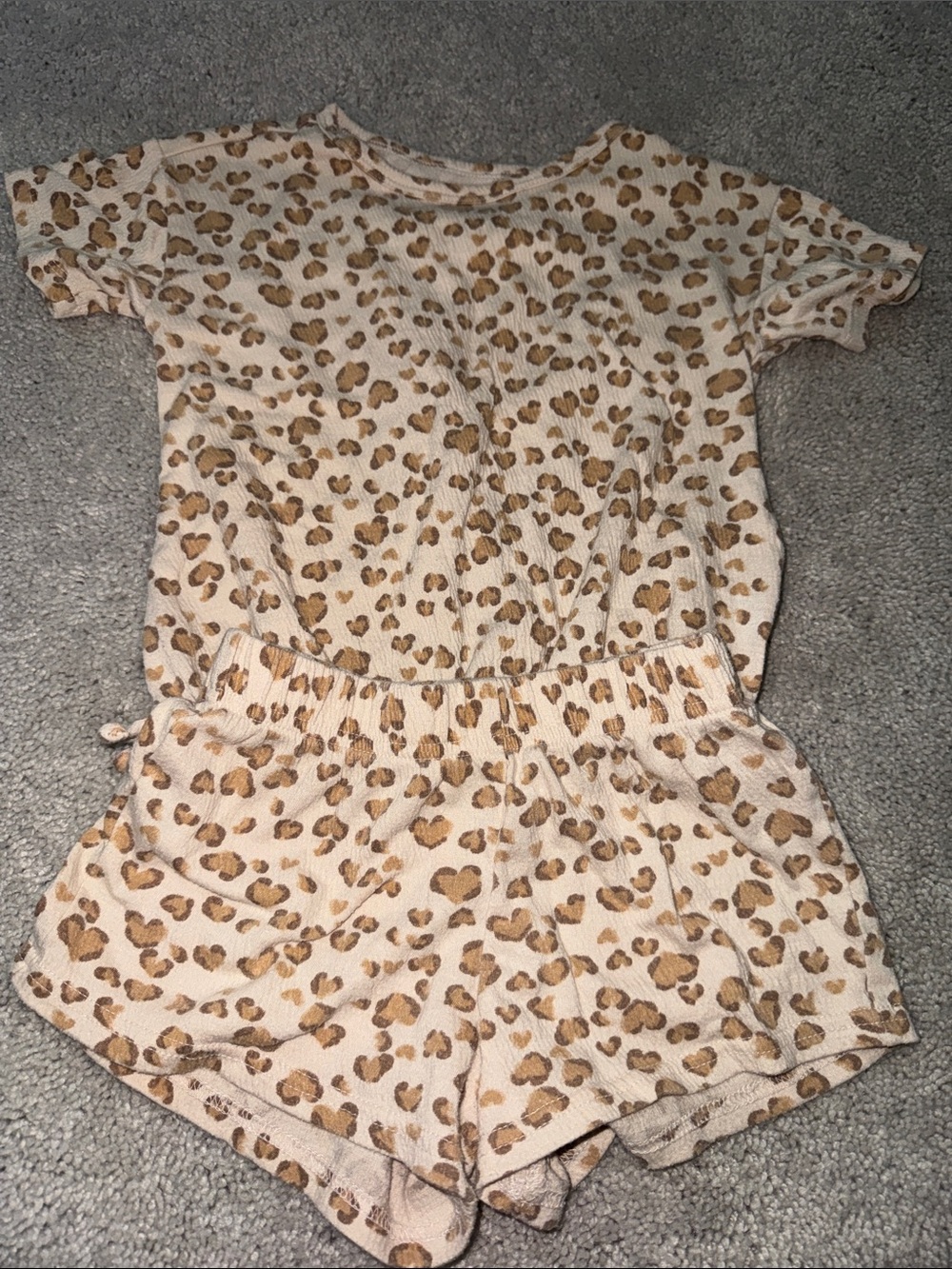 Carter's Cream & Tan Leopard Print Short Sleeve Top and Shorts Set